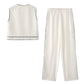 Women's Black And White Color Matching Vest Casual Suit