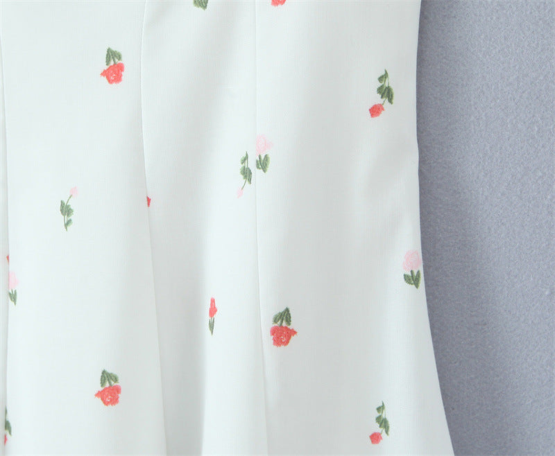 Romantic White Flowers Colorblock Mid-length Sundress