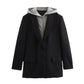 Loose Suit Jacket Women's Cross-border False Two-piece Patchwork Hooded