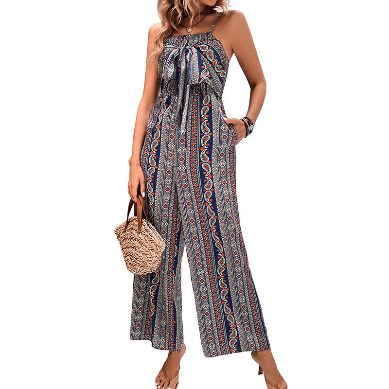 Nouvelle robe tendance pour femme, enveloppée dans une combinaison à bretelles en python, jambes larges