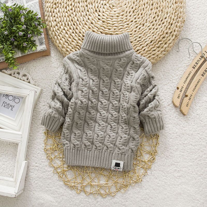 Chemise en tricot épais et pelucheux pour bébé et enfant, col rond, taille haute