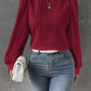 Spring Round Neck Lantern Sleeve Long Sleeve Solid Color Loose Blouse