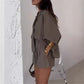 Fashion Polo Collar Half Sleeve Top And Shorts Two-piece Set