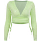 Short Cross  Drawstring Reveals Chest And Long Sleeves