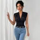 V-neck Shiny Sequined Sleeveless Top