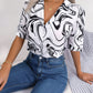 Fashion Tie Dye Printed Short Sleeve Shirt Summer Casual Lapel Shirt Tops For Womens Clothing