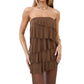 New Ruched, Strapless, A-line Dress With An Asymmetrical Flared Hem And A Slim Fit