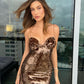 Robe à bretelles marron à paillettes pour banquet dans la rue principale