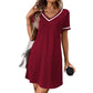 Women's Dress Black V-neck Casual Short Sleeve Dress