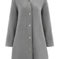 Thick Solid Color Round Neck Single-breasted Long Sleeve Coat