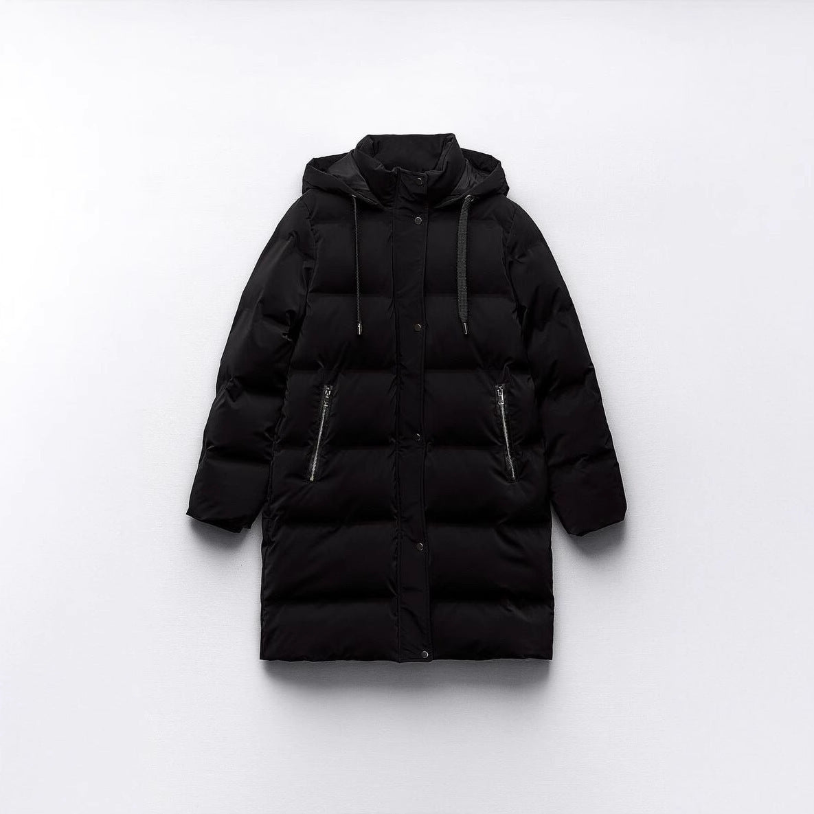 Veste en coton à capuche, coupe ajustée, amincissante et chaude, manteau long