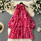 Rare Vacation-style Floral Chiffon Dress