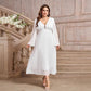 Plus Size Dress Women's V-neck Long Sleeve