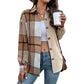 Long-sleeved Plaid Top Retro Lapels Cardigan Coat