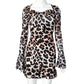 Women's Mesh Stitching Horn Long Sleeve Cinched Short Dress