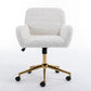 A&A Furniture Rabbit Hair Office Chair With Golden Base, Adjustable