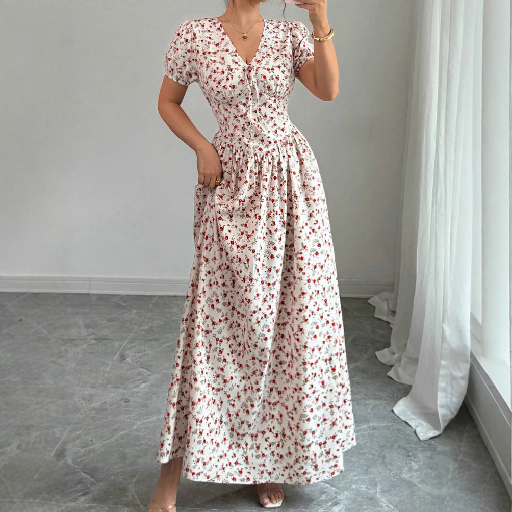 New Womens Floral-print Maxi Dress