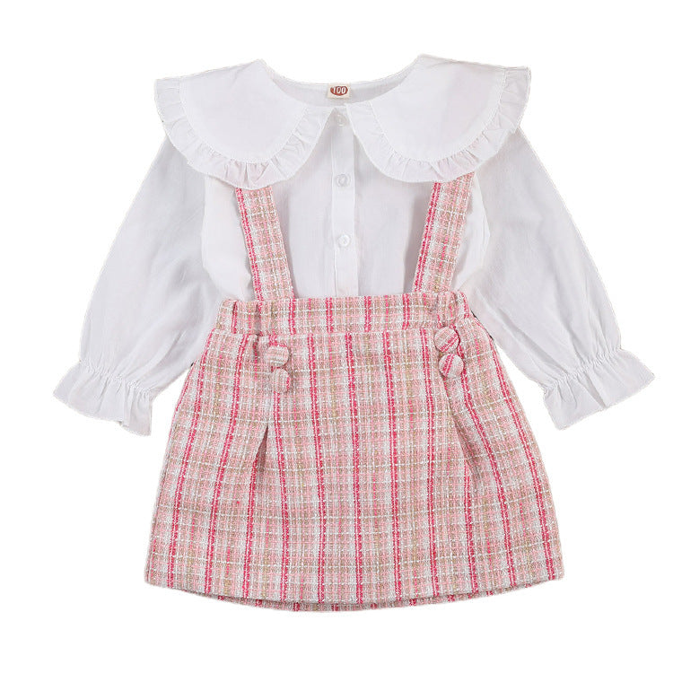 Season Skirt Set Two Pieces Long Sleeve Check Korean Version