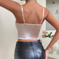 Camisole en dentelle à petits motifs de poisson en satin imprimé et corde croisée