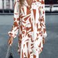 Shirt Collar Single-breasted Printed Long Sleeve Loose Casual Dress