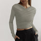 Women's Pleated Long-sleeved T-shirt Top