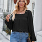 Solid Color Square Collar Slim Fit Long-sleeved Versatile Top