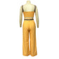 European And American Crop-top Spaghetti-strap High Waist Straight Pants Two-piece Set