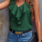 Summer Fashion All-matching Solid Color Lace V-neck Sleeveless Top