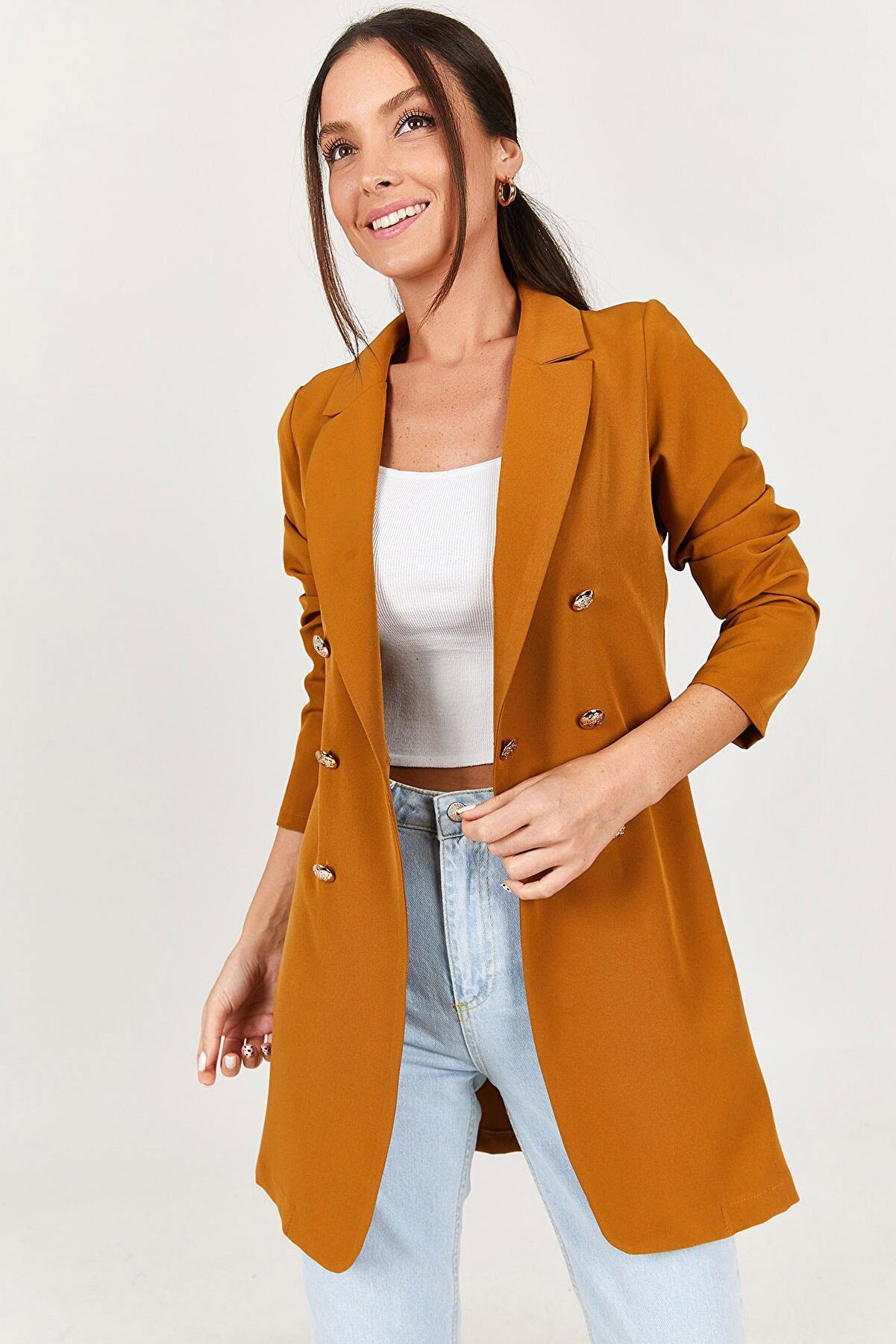 European And American Women's Casual Double-breasted Suit Jacket