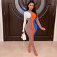Threaded Color Block Long Sleeve Slim Jumpsuit
