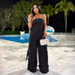 Women's Tube Top Multi-pocket Workwear Wide Leg Jumpsuit