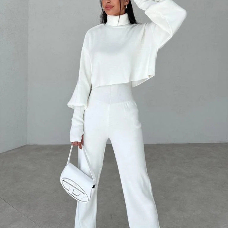 Ensemble haut ample à manches longues et col roulé pour femme, nouvelle collection européenne et américaine, mode décontractée, automne et hiver