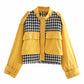 Short Houndstooth Woolen Texture Small Lapel Single Pocket