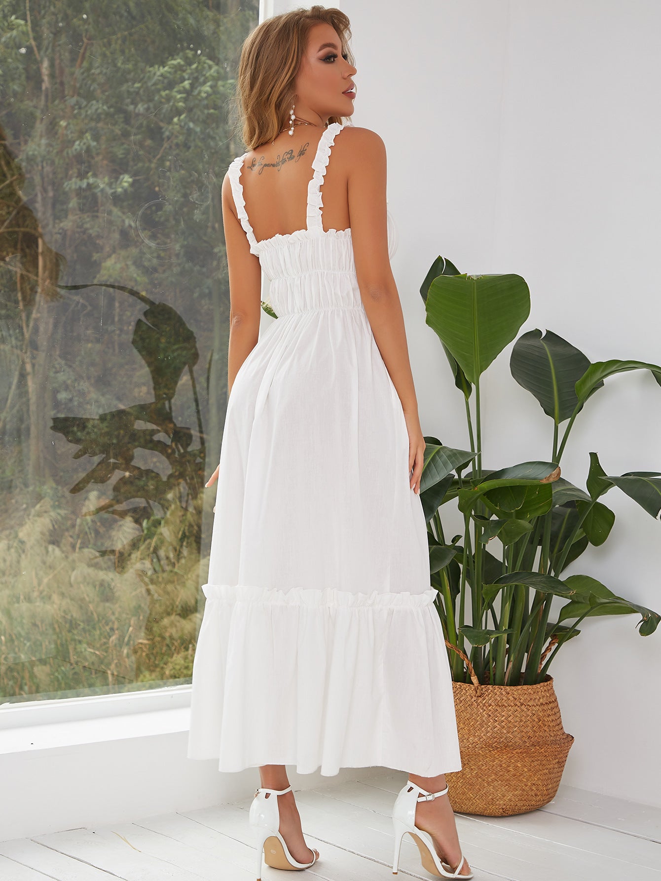 Robe trapèze à bretelles tendance pour femme