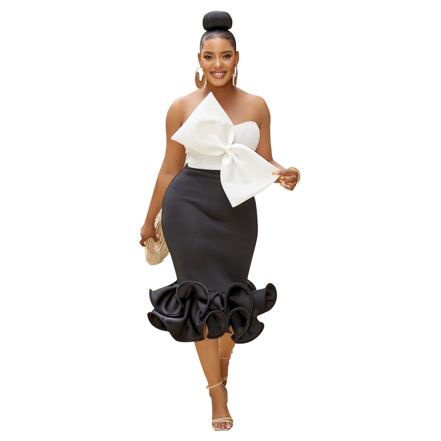 Women's Wear Sleeveless Tube Top Bow Hip Skirt Two-piece Set