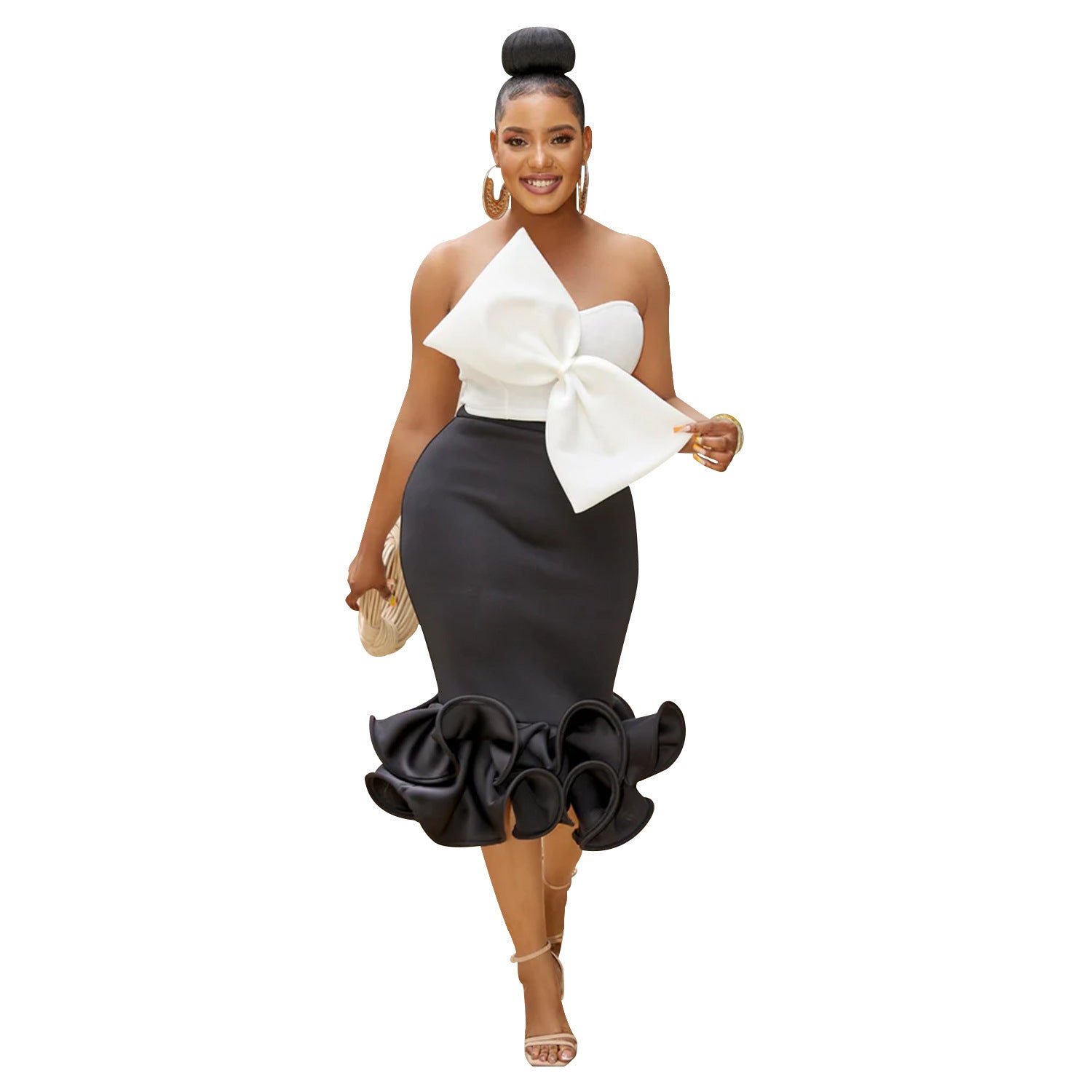 Women's Wear Sleeveless Tube Top Bow Hip Skirt Two-piece Set