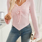 New Autumn And Winter Women's Pleated Long-sleeved Pit Short Top T-shirt