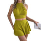 Solid-color Camisole And Halterneck Shorts Set For European And American Styles