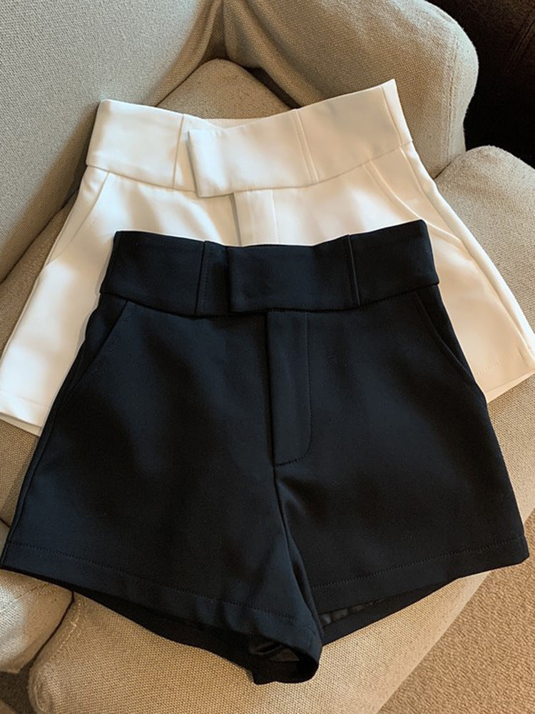 Short de costume taille haute pour femme, coupe trapèze