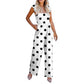 Women's Casual Ruffled Shoulder Straps High Waist Solid Color Wide Leg Jumpsuit