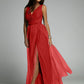 Robe de soirée sexy sans manches à col en V pour femme