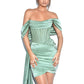 Women's Strapless Pleated Satin Dress