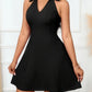 New Stylish And Elegant Casual Off-shoulder V-neck Belted Cropped Womens Dress