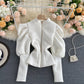 Women's Long Solid Color Puff Sleeve Top