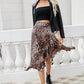 Irregular Leopard Print Lace-up Skirt With Ruffles