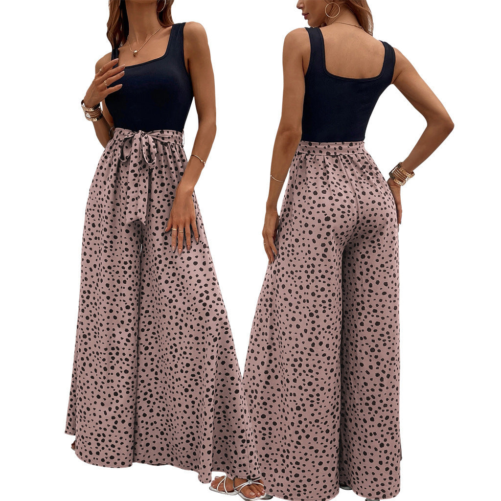 Pantalon amincissant cintré à pois colorés pour femme