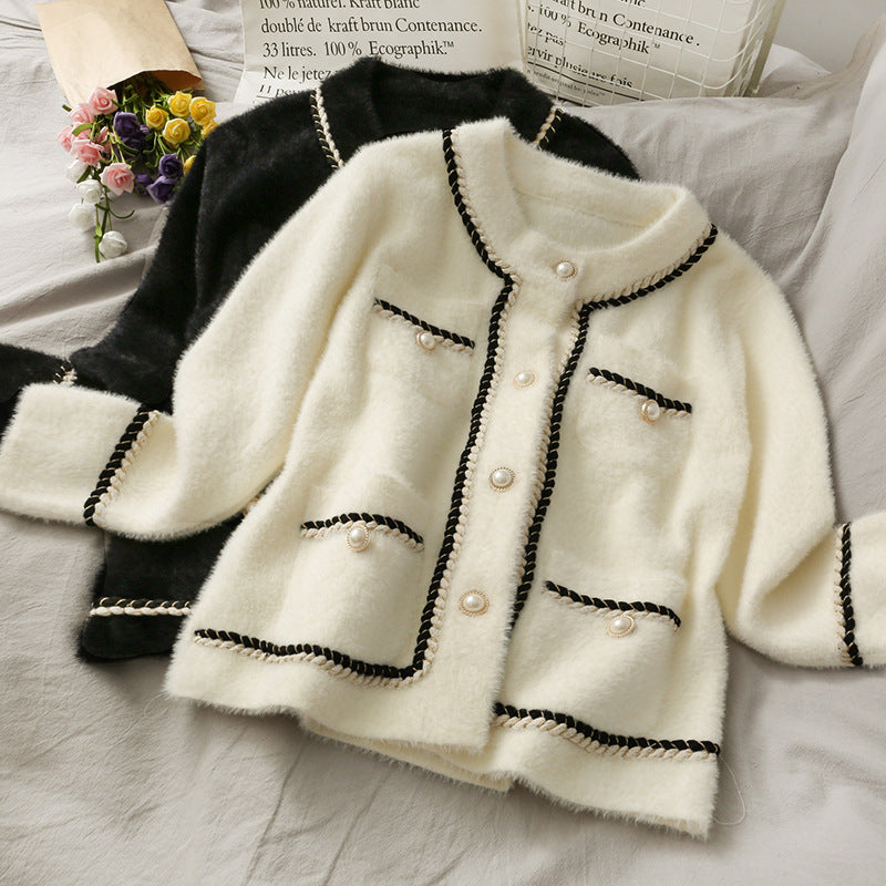 Women's Faux Mink Fleece Loose Sweater Cardigan Jacket