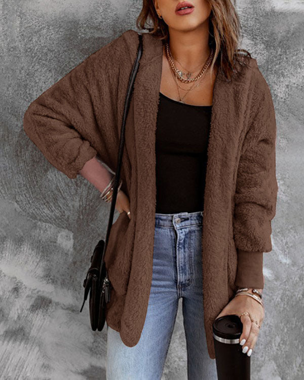 Women's Plush Long-sleeved Top Coat