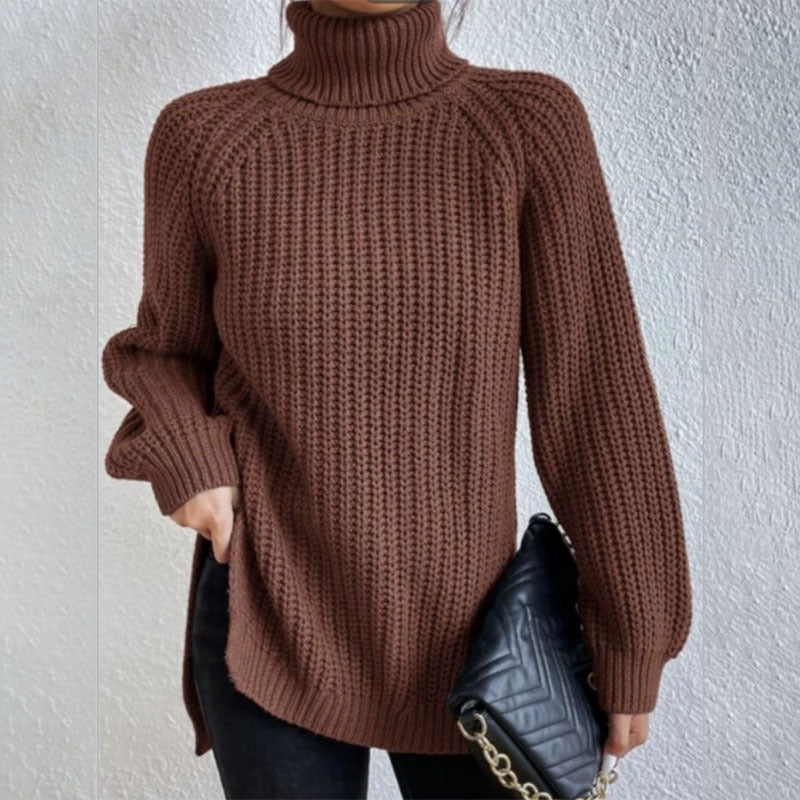 Pull en laine à col haut et épais