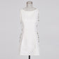 New Metal Decoration Seaside Vacation Style White Dress Female